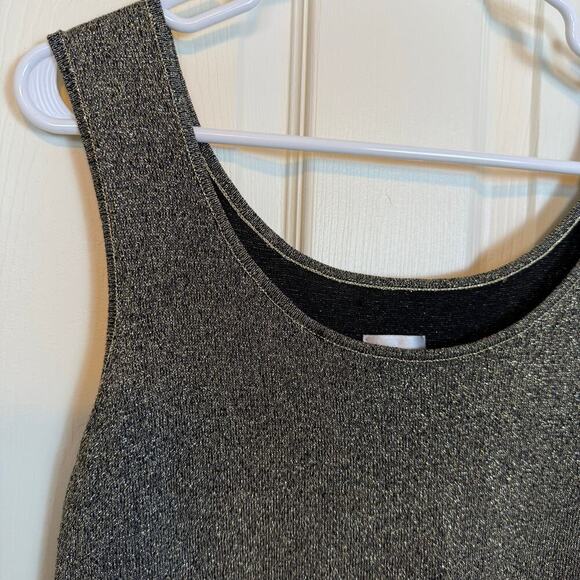 Chico’s Gold Metallic Shimmer Tank Top Sleeveless Scoop Neck Silk Blend 3 / XL - Picture 4 of 5